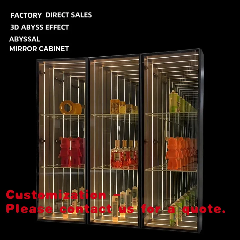 

Customize.Abyss Glass Display Cabinet Luxury Hand Made Toy Model Red Wine Perfume Home Storage Tunnel Mirror Cabinet