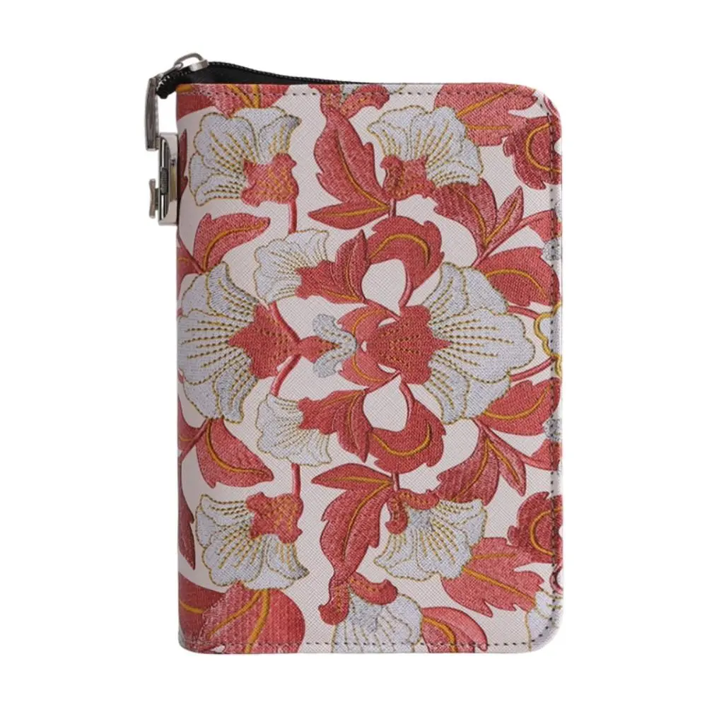PU Leather Money Savings Binder Peony Pattern A6 Savings Binder 100 Pockets Large Capacity Money Organizer Album Budget Planning