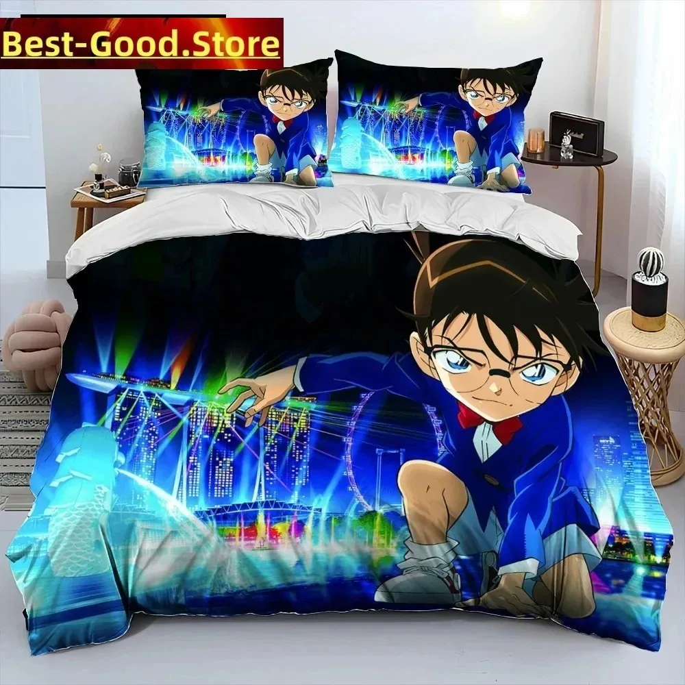 

3D Print Anime Detective Conan Cartoon Bedding Set Boys Girls Twin Queen King Size Duvet Cover Pillowcase Bed boys Adult Bedroom