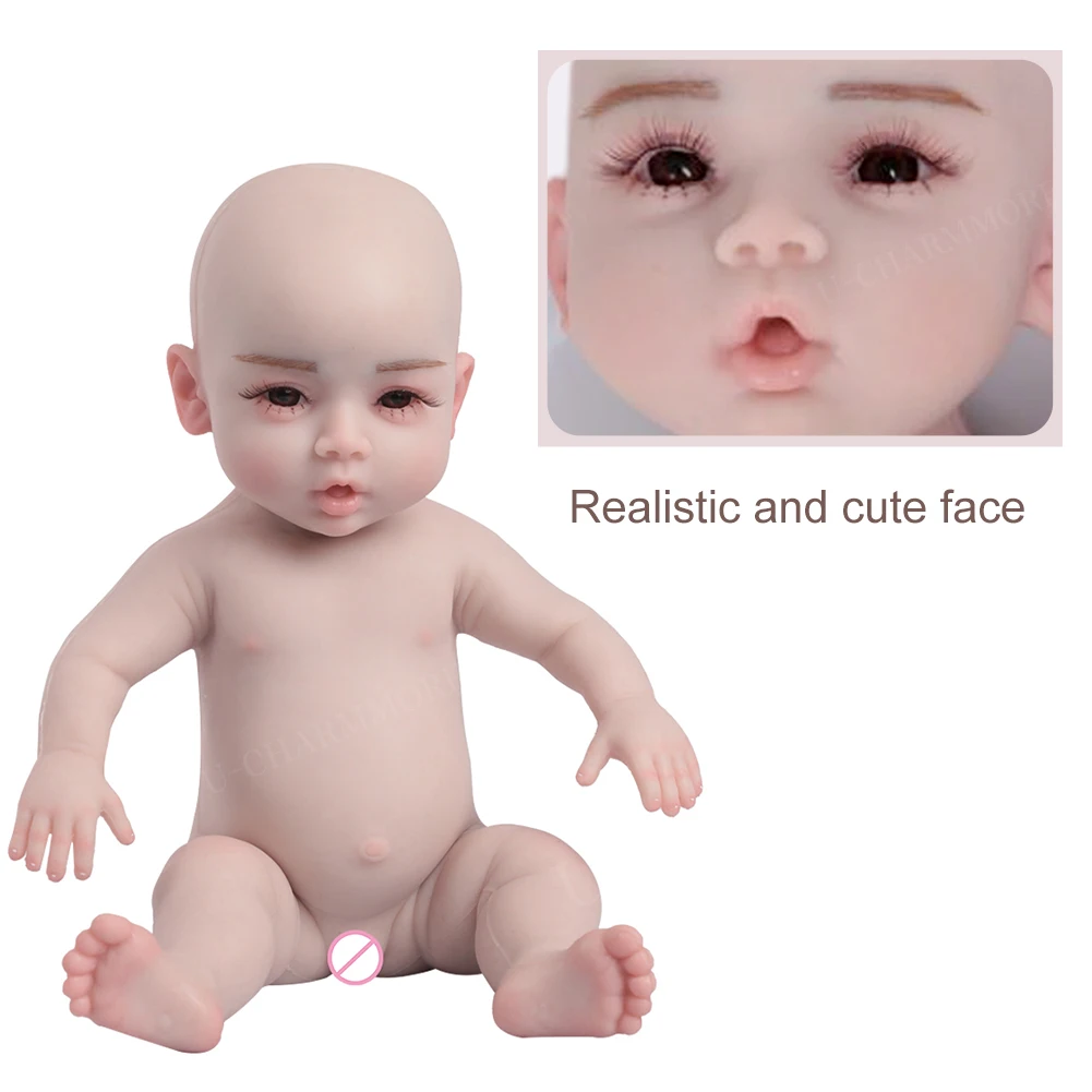 U-charmmore  47cm 2.8kg Silicone Reborn Baby Doll Soft Dolls painted Girl Realistic Baby with Clothes for Children Toys