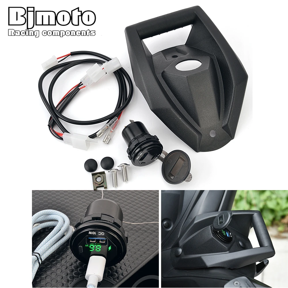 

For Yamaha X-MAX Charger Waterproof Socket with Voltage Meter Quick Charge USB C Type Socket Power X MAX 300 XMAX300 2017-2024