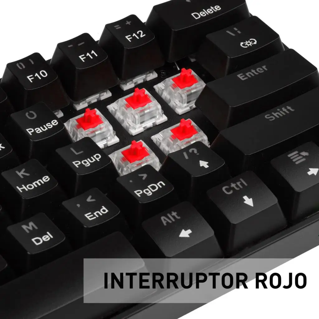 Havit Mini Mechanical Keyboard Gaming Wired Type-C USB 63 Keys  Led Backlit Keyboard Red Switch ES Version for PC Laptop Gamer