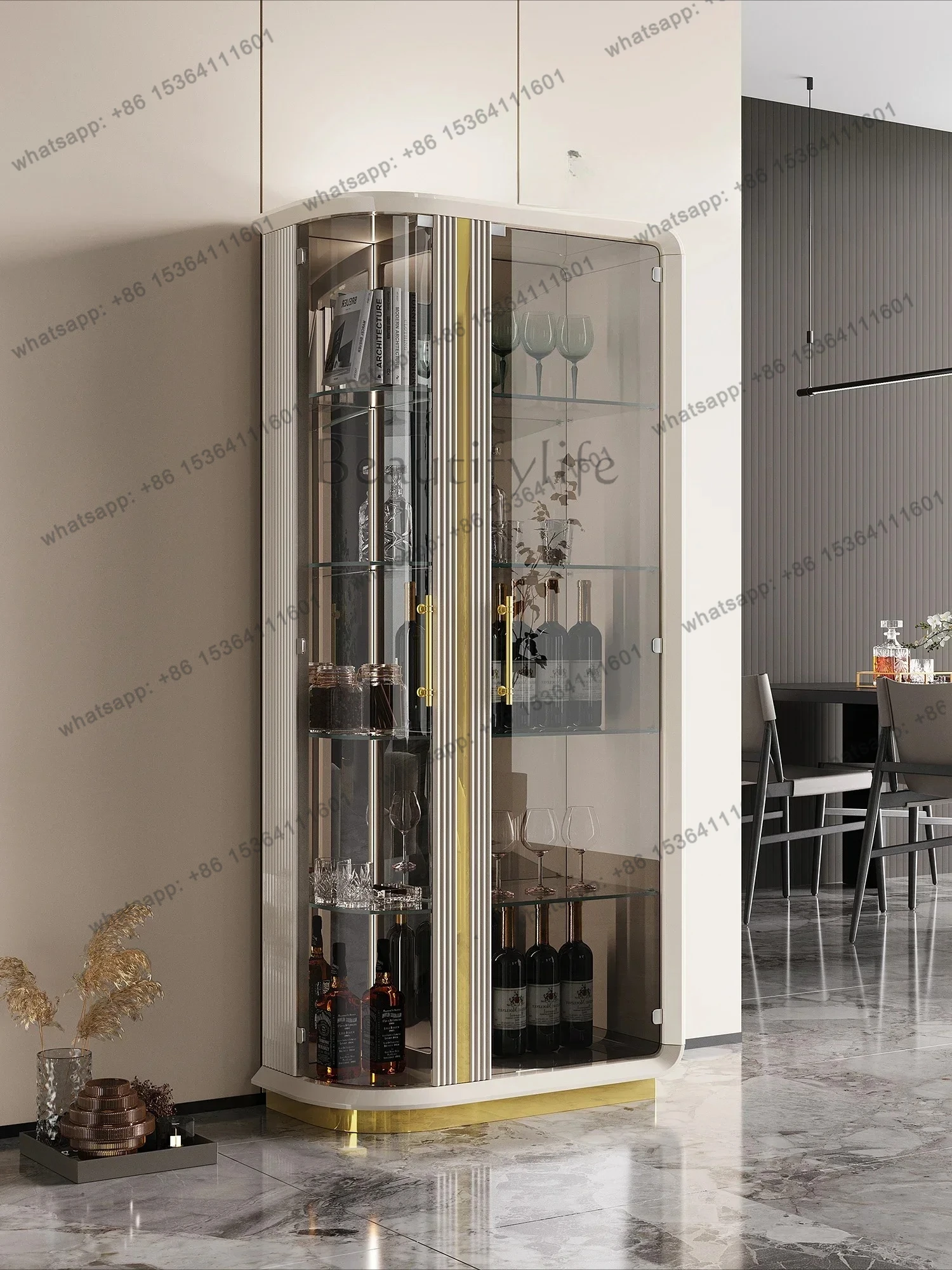 

yj9 Living Room Wall Wine Cabinet Display Cabinet Household Light Luxury High-End Cabinet with Glass Door Solid Wood New