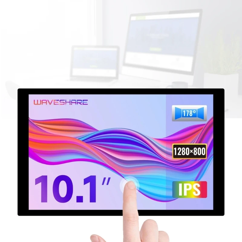 

10.1 inch Capacitive LCD Display 1280×800 IPS Screen for RaspberryPi4B/3B+ Optical Bonding Toughened Glass Panel