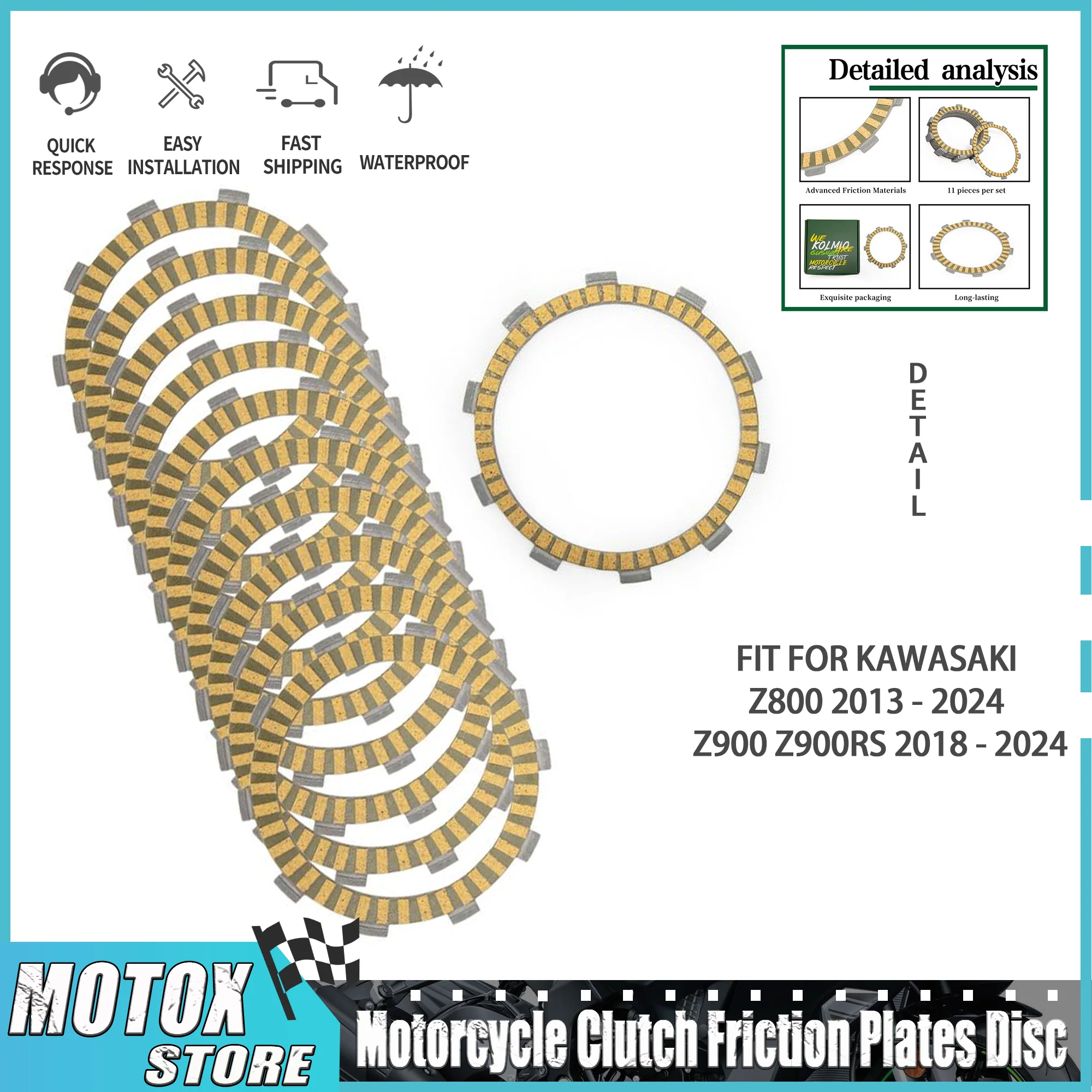 

Motorcycle Clutch Friction Plates Disc Fit for Kawasaki Z800 2013 - 2024 Z900 Z900RS 2018 - 2024
