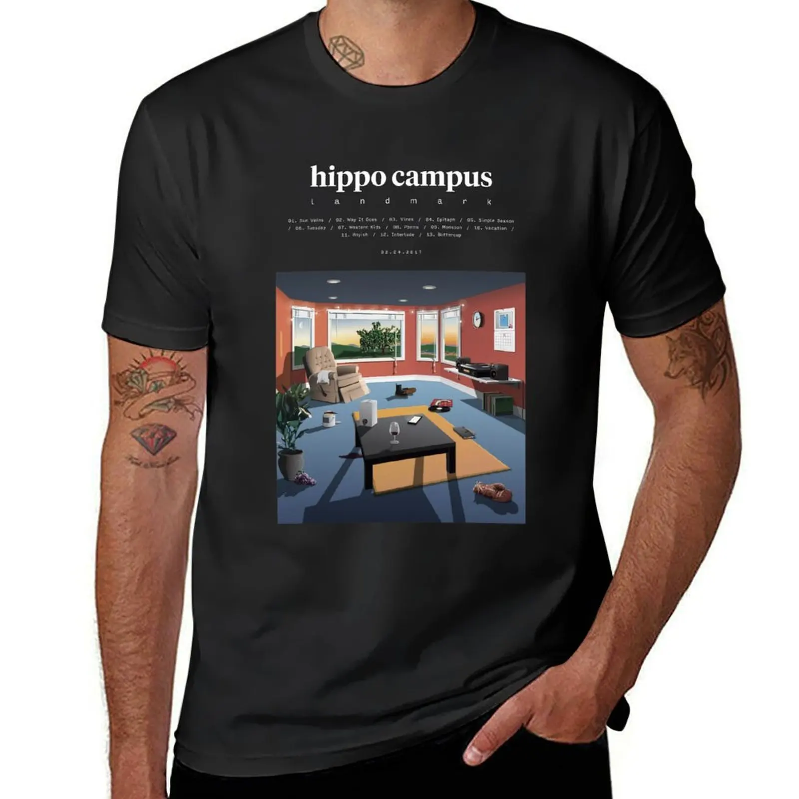 Hippo Campus - Landmark (2017) Music Album Cover Poster T-Shirt anime clothes tops cute tops men t shirt