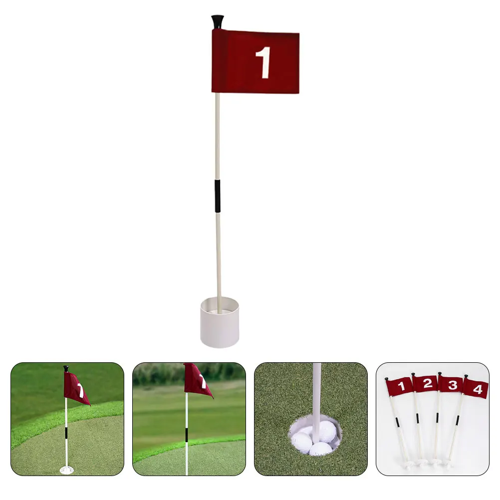 

1 set 1 Set Flagpole Set Durable Fiberglass Lightweight Abs Base Removable Golf Training Kit Practice Course Clear Number Flags