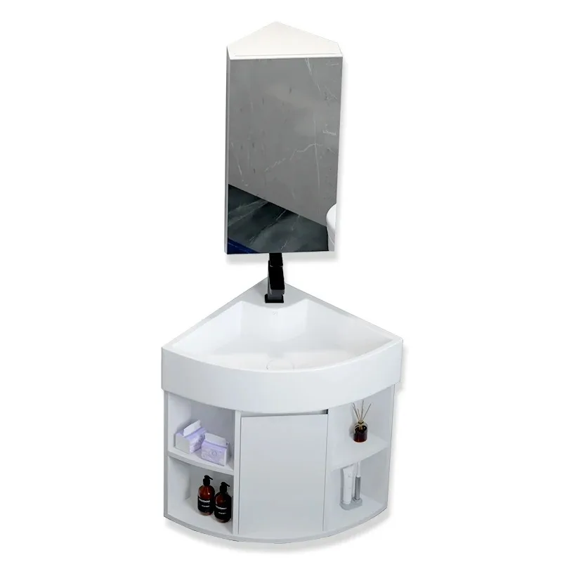Small apartment space aluminum triangular bathroom cabinet combination corner wash basin arc wash table mini corner wash pool