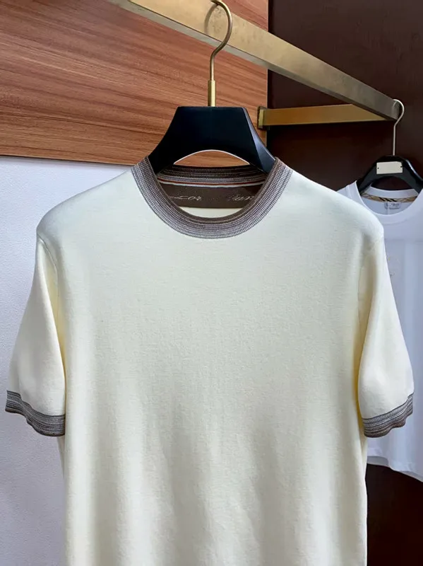 

LP Итальянский 25ss простой свитер с круглым вырезом и короткими рукавами, вязаный свитер