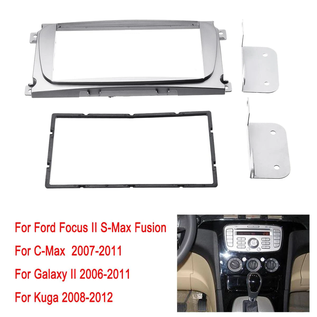 2Din Car Stereo Radio DVD Panel Audio Mount Fascia Kit for Ford Focus II Mondeo S-Max C-Max Galaxy II