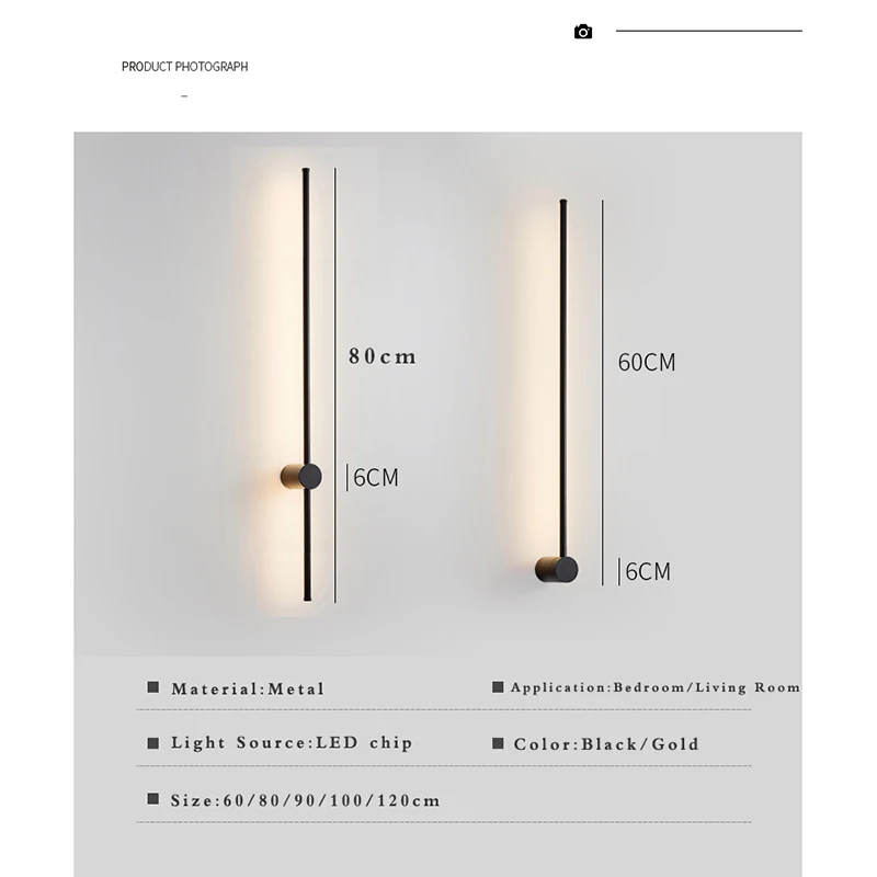 Imagem -06 - Lâmpada de Parede Contemporânea de Tira Longa Fumi Luz de Parede Interna Minimalista Led para Sala de Estar Interna Quarto Sala de Jantar Banheiro