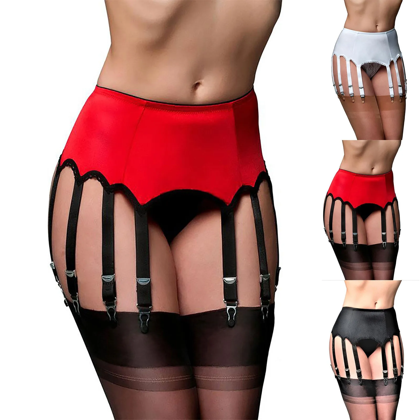 

High waist women's sexy non-slip garter belt 10 buckles This style only has garter belt without panties stockings