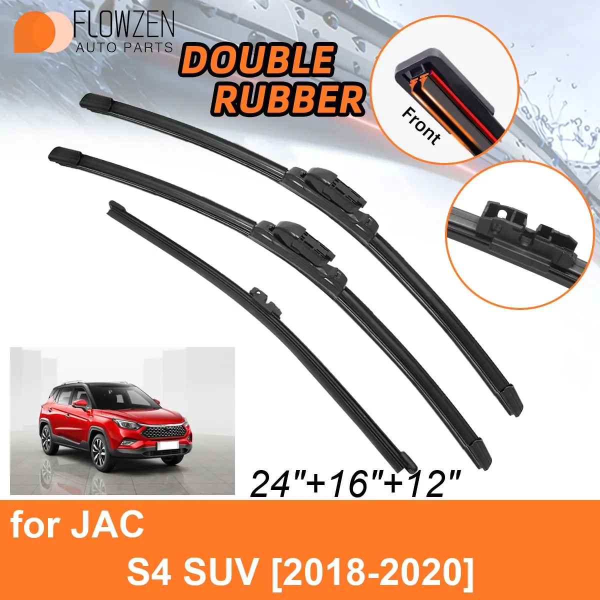 

Double Rubber Car Wiper Blades for JAC S4 SUV 2018-2020 Front Rear Blades Washers Windscreen Accessories 2018 2019 2020