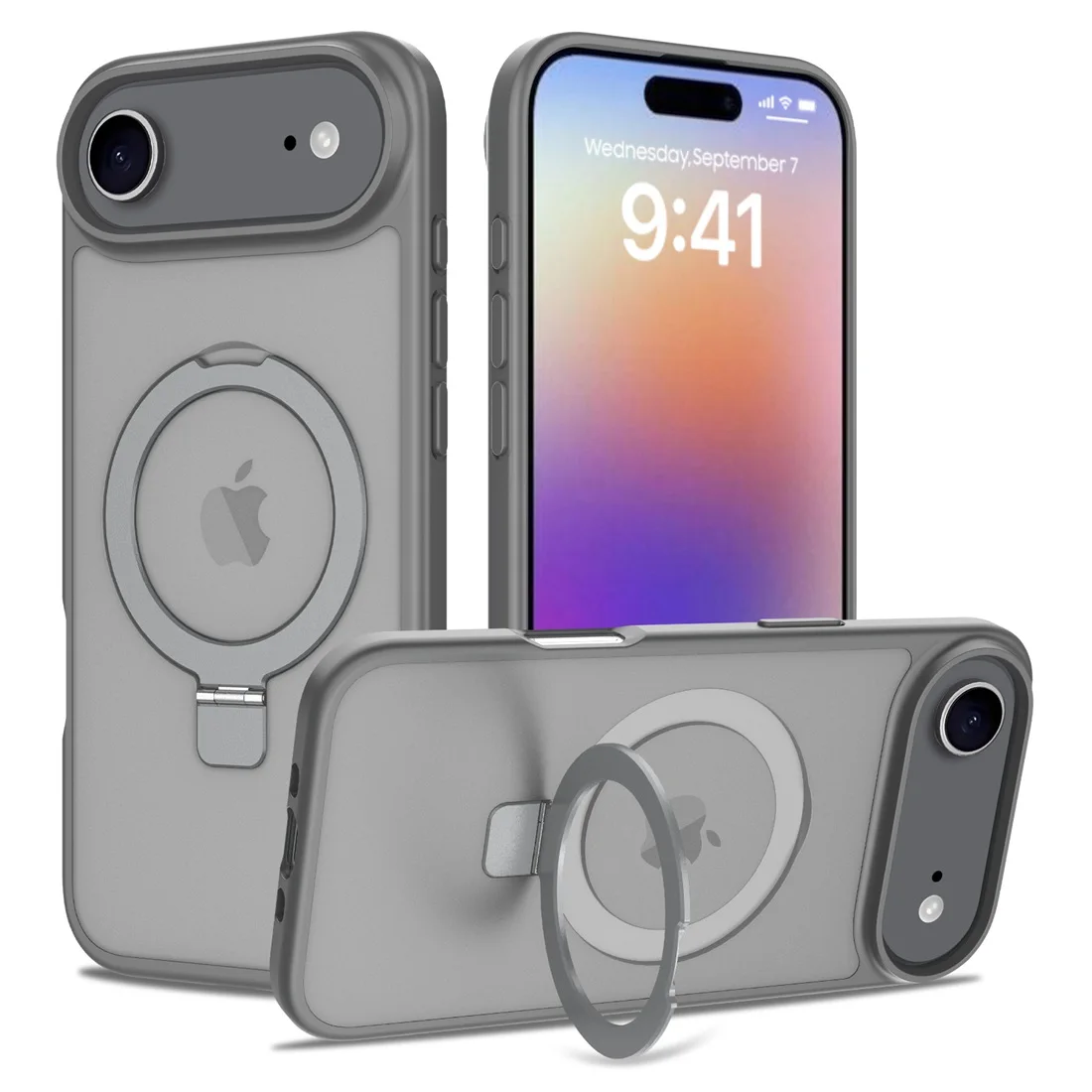 Für iPhone 17 Air 2025 Handyhülle mit integriertem Ständer, kompatibel mit MagSafe, stoßfeste, schlanke, durchscheinende, matte Handyhülle – Detail 9