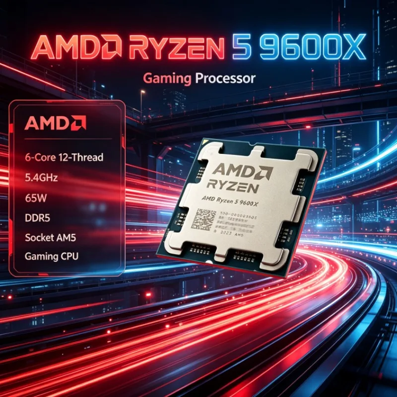 Ryzen 5 9600X AMD CPU Processor 5.4GHz 6-Core 12-Thread 65W Socket AM5 DDR5 4nm L3 32M Tpye-C