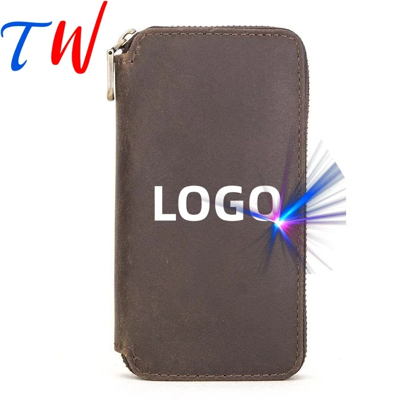 Double Slots Close Fitting Storage Watch Zipper Bag COW LEATHER Free Customization of Logo or Name Couples' Relatives Watch Gift