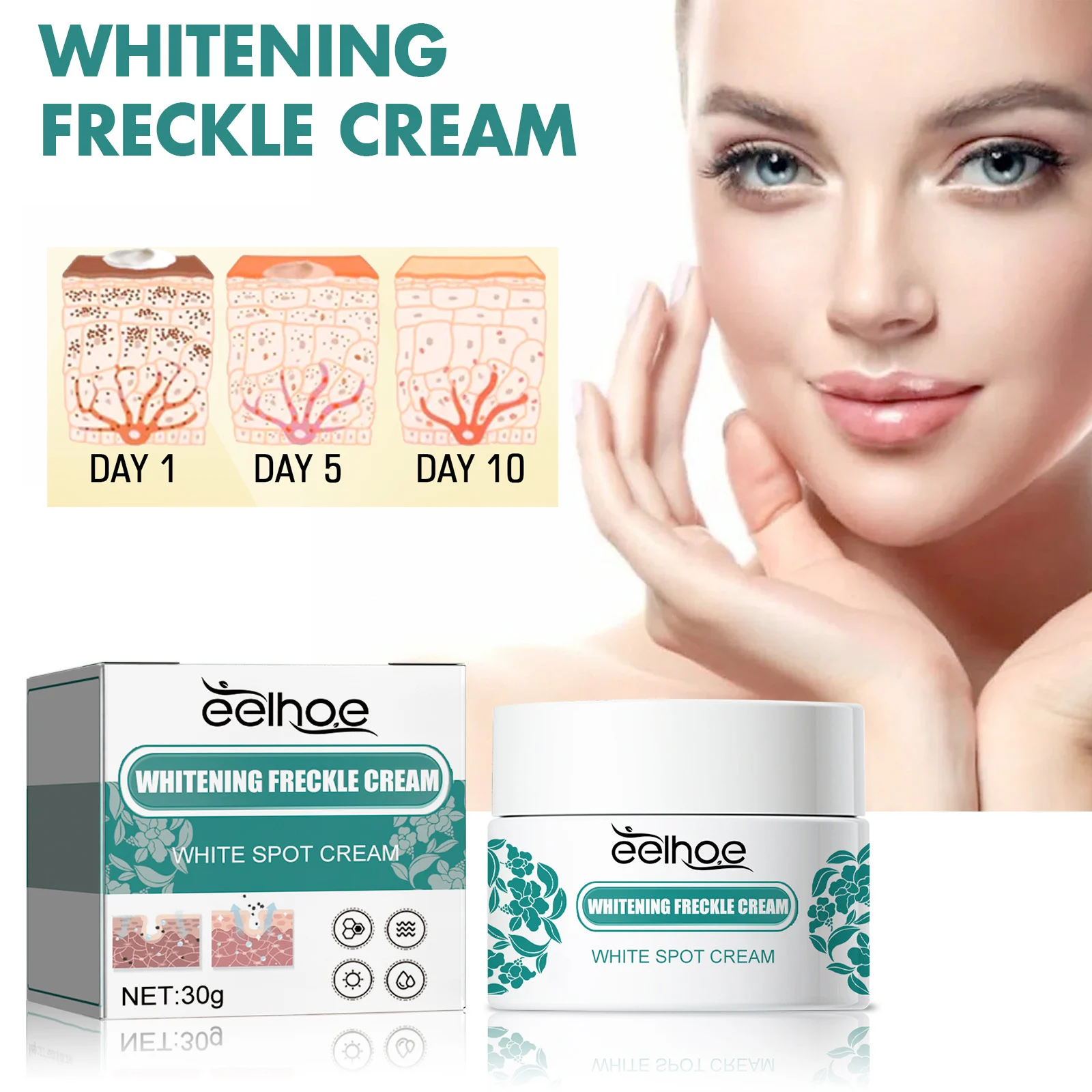 EELHOE نيكوتيناميد النمش كريم مزيل الكلف كريم إزالة التصبغ ترطيب مصل إزالة البقع الداكنة