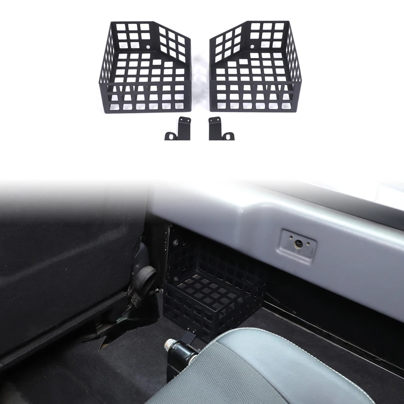 

2Pcs Aluminum alloy black For Land Rover Defender 90 110 2004-2018 car third row seats both sides storage basket Car accessories
