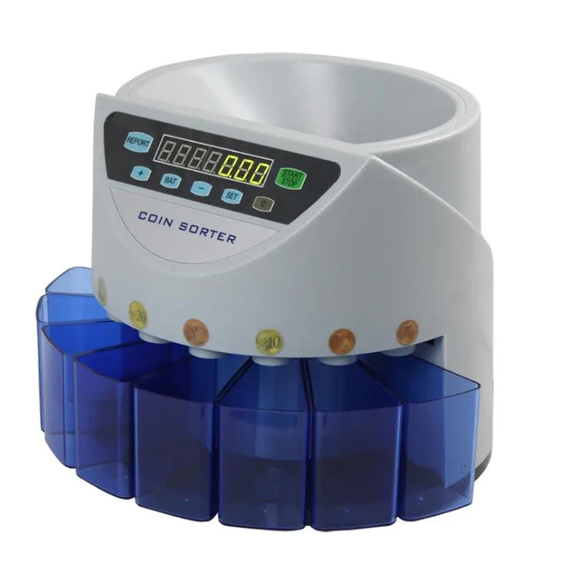 Hot Sell  Coin Value Sorter Euro Peso Singapore Dollar ringgit British Pound, Japanese Yen,Coin Counter Coins Counting Machine