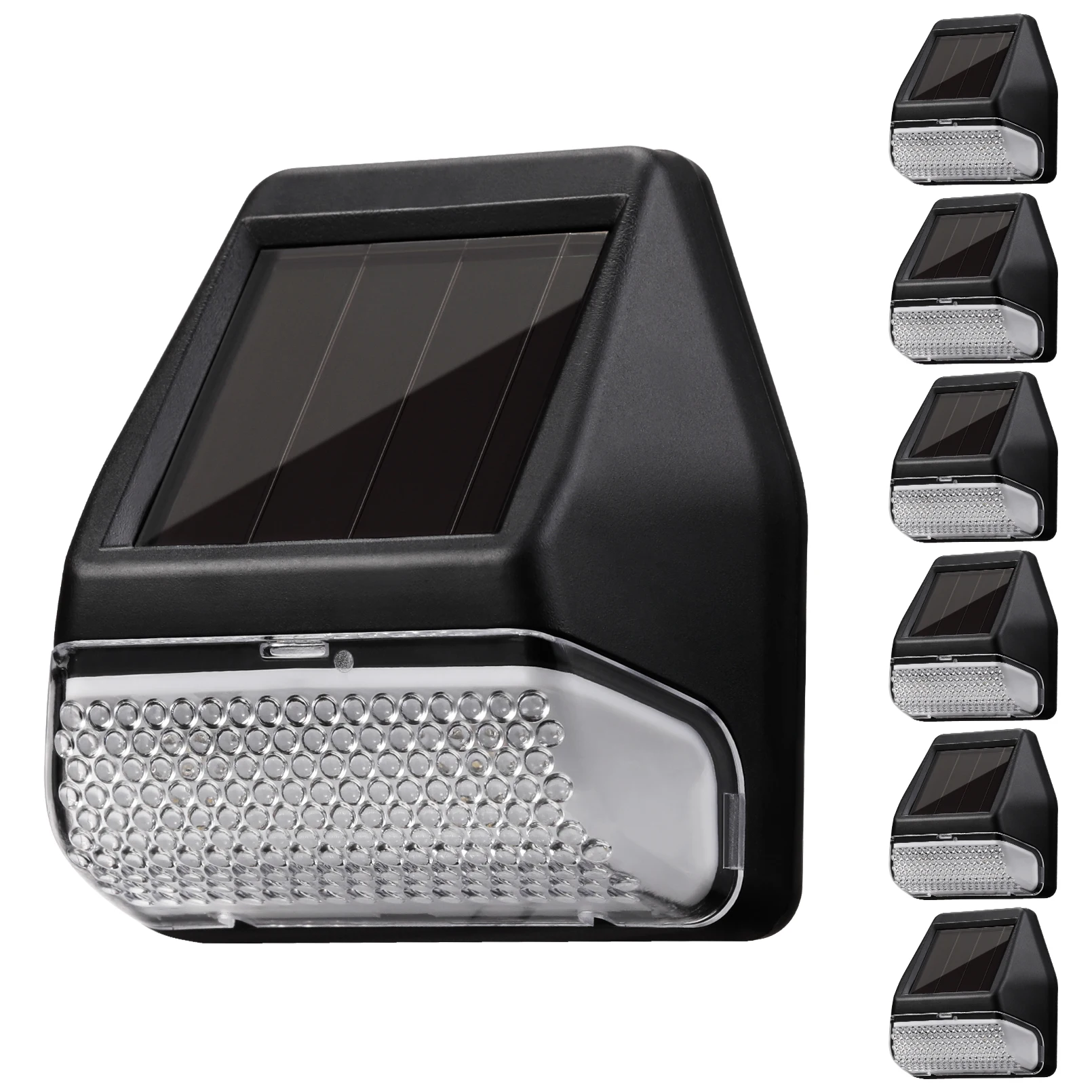 6 Pack Solar Deck Lights, Dusk-to-Dawn LED Fence Lights, 4000K Cool White, Waterproof, Black