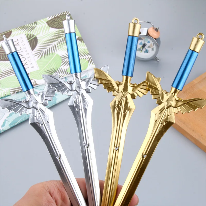 Creative Cartoon Angel Wings Sword Gel Pen Gold Silver Black Ink Pen Student Stationery Writing Office Supplies