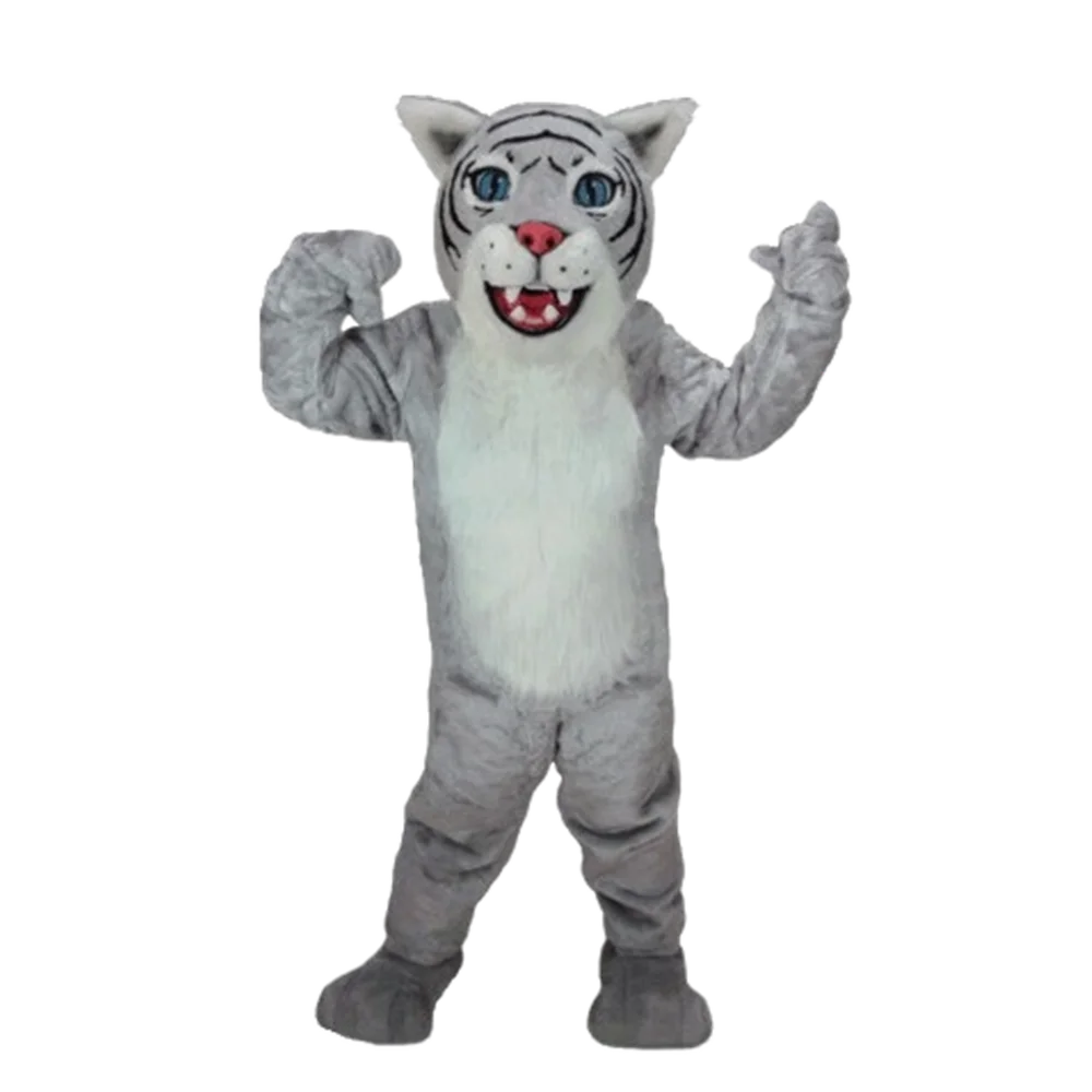 Light Grey Wildcat Cub Mascot Costume Wildcat Baby Mascotte Outfit Suit Fancy Dress for Holiday Party Celebration Cosply SW618