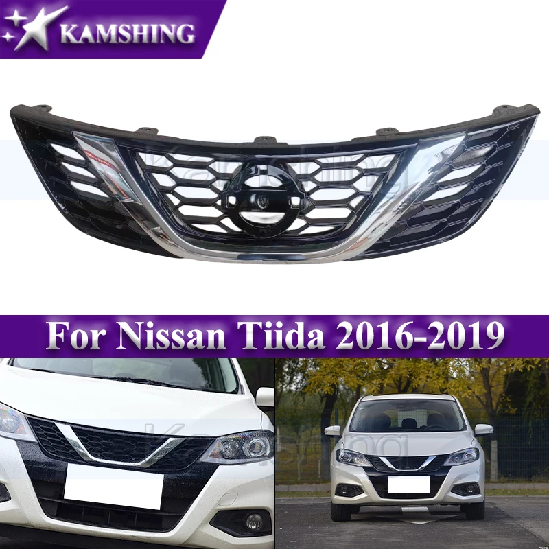 Kamshing Car Front Bumper Grill Mask Radiator Grille For Nissan Tiida 2016-2019 Racing Grills