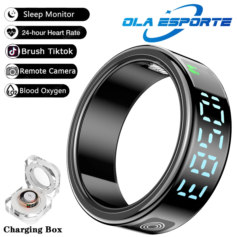 2025 Nieuwe SR08 Smart Ring Mannen Vrouwen LED Scherm Hartslag Bloed Zuurstof Monitoring 5 ATM Waterdichte Multi Sport modi Gift - afbeelding 1