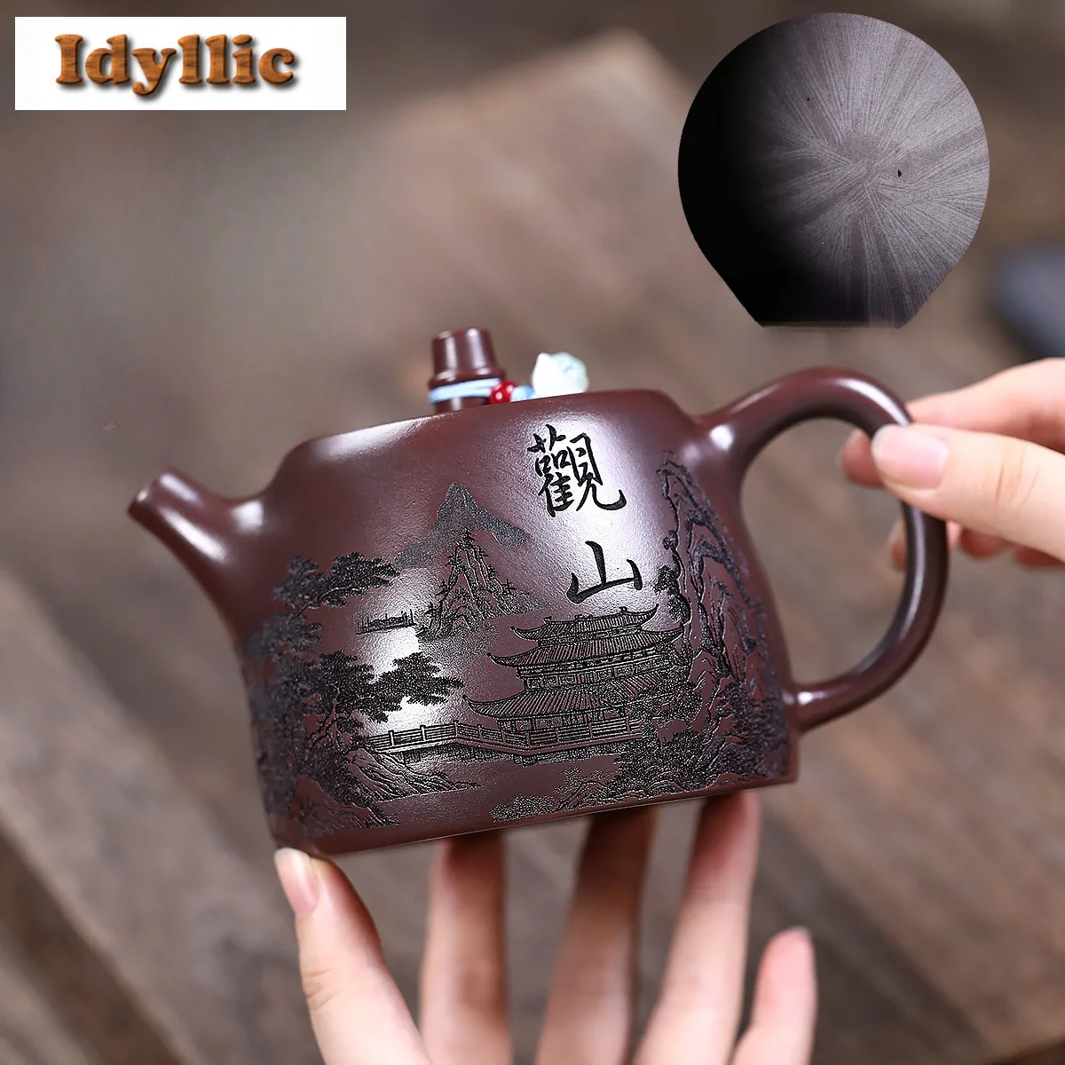 

460ml Yixing Purple Clay Teapots Handmade Han Duo Pot Raw Ore Antique Brass Mud Tea Maker Kettle With Strainer Zisha Tea Set