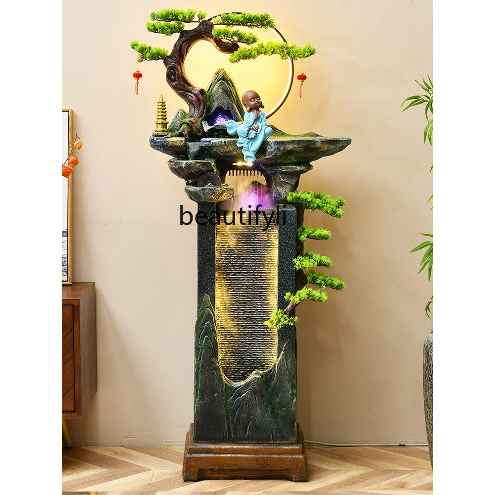 

yjNew Chinese Style Artificial Mountain and Fountain Waterfall Decoration Floor-Standing Decorations Circulating Water Landscape