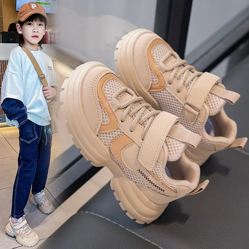 Sapatos esportivos de malha respirável para meninas e meninos, tênis de corrida leves, todos os fósforos, Little Boy, novo, 2024