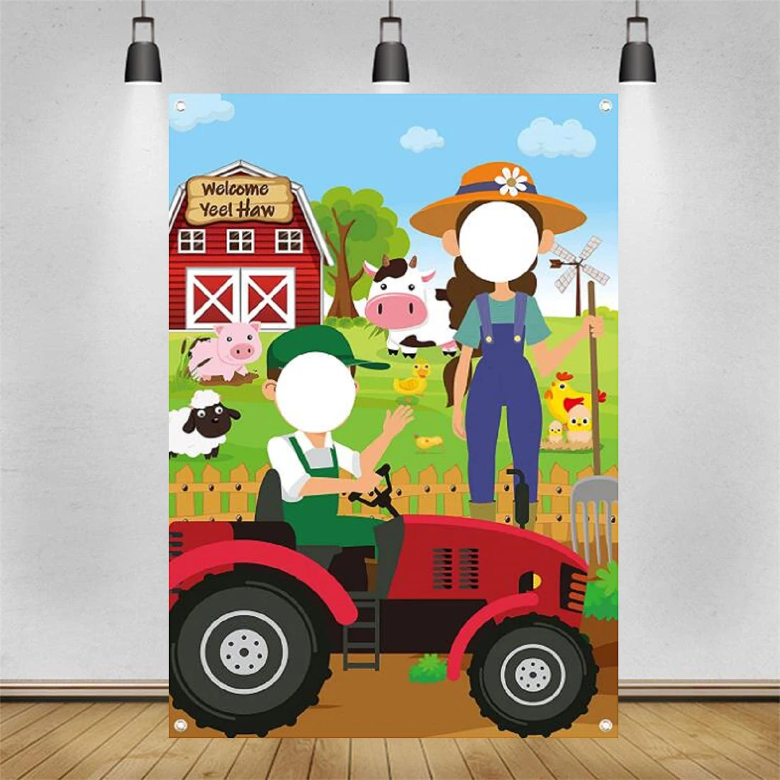 Farm Hole In Face Party Selfie Photo Photography Backdrop Props Disco Party Decoration Background Banner Poster