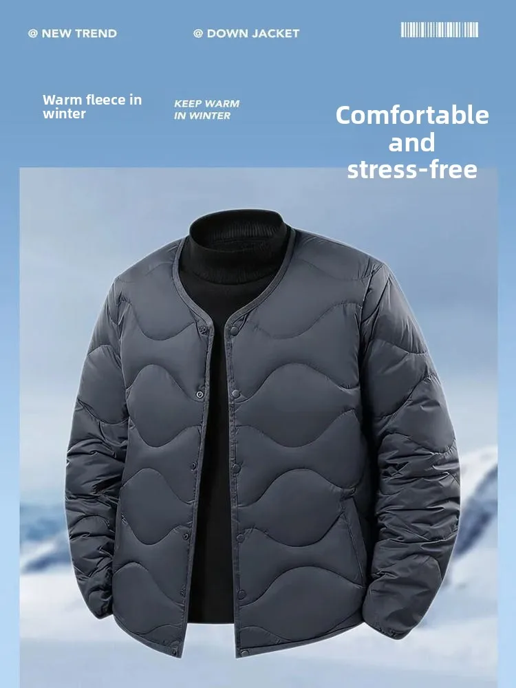 Warmth 90 down Filling V-Ne Men's Faionable Autumn Winter Du down Jaet  Line Straight Supply Waterproof