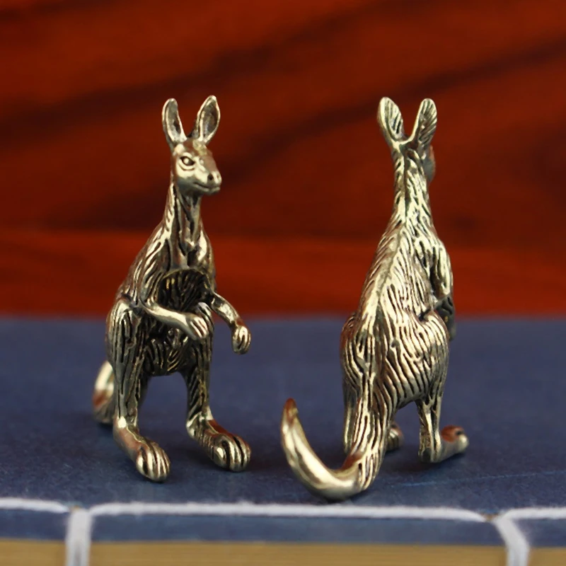 /KQM/Decoration Brass Kangaroo Sculpture Vintage Animal Figurine Gold Plating for Desk High Quality