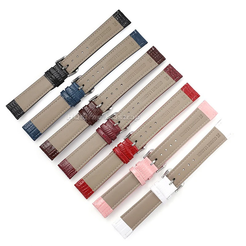 12mm 14mm 16mm 18mm 20mm 22mm Lizard Texture Leather Watch Strap Soft Sport Bracelet Universal Replacement Waterproof Wristband