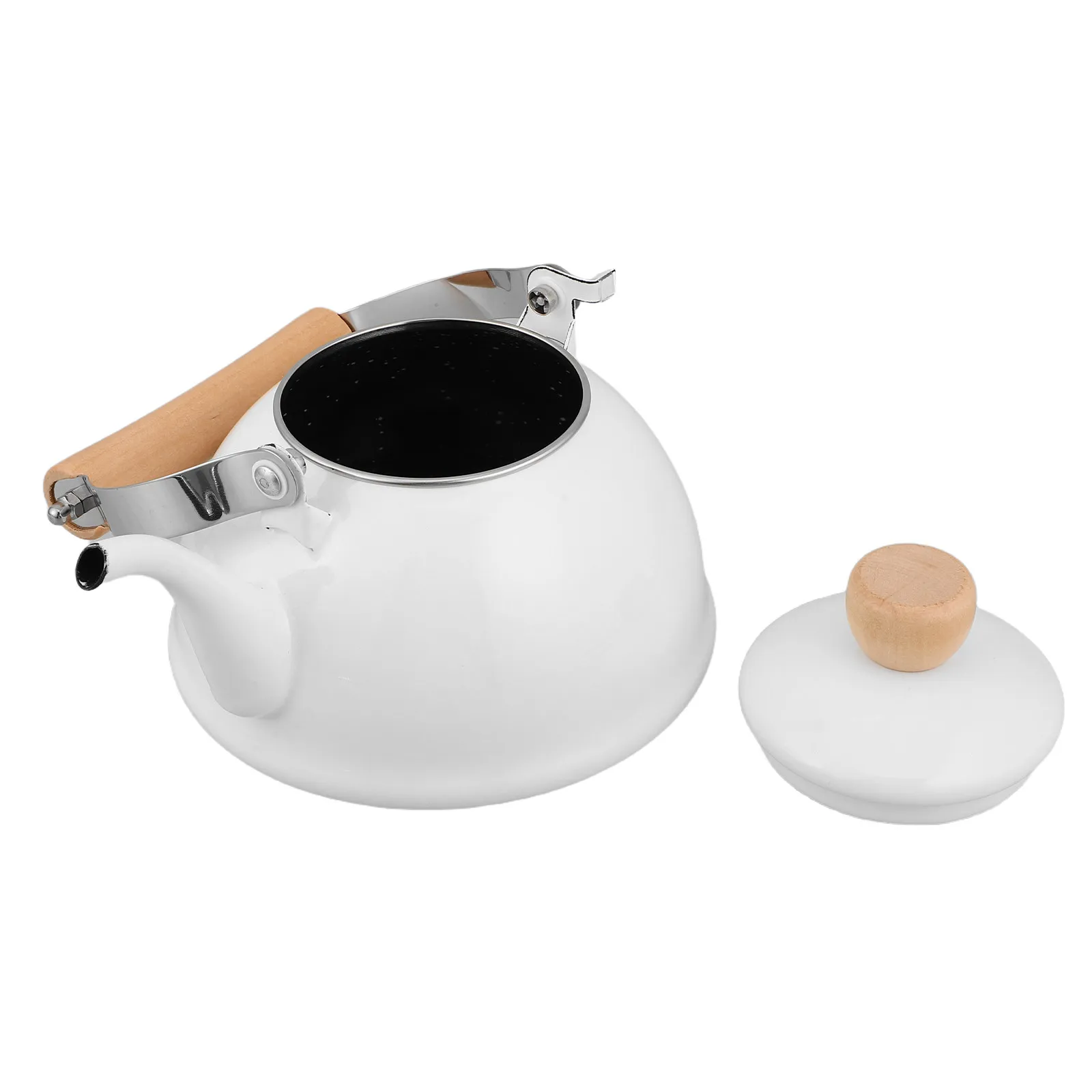 Enamel Heating Kettle Classic White 1.4L Tea Kettle Stove Top Boiler Ergonomic Handle Even Heat Distribution Induction Hob
