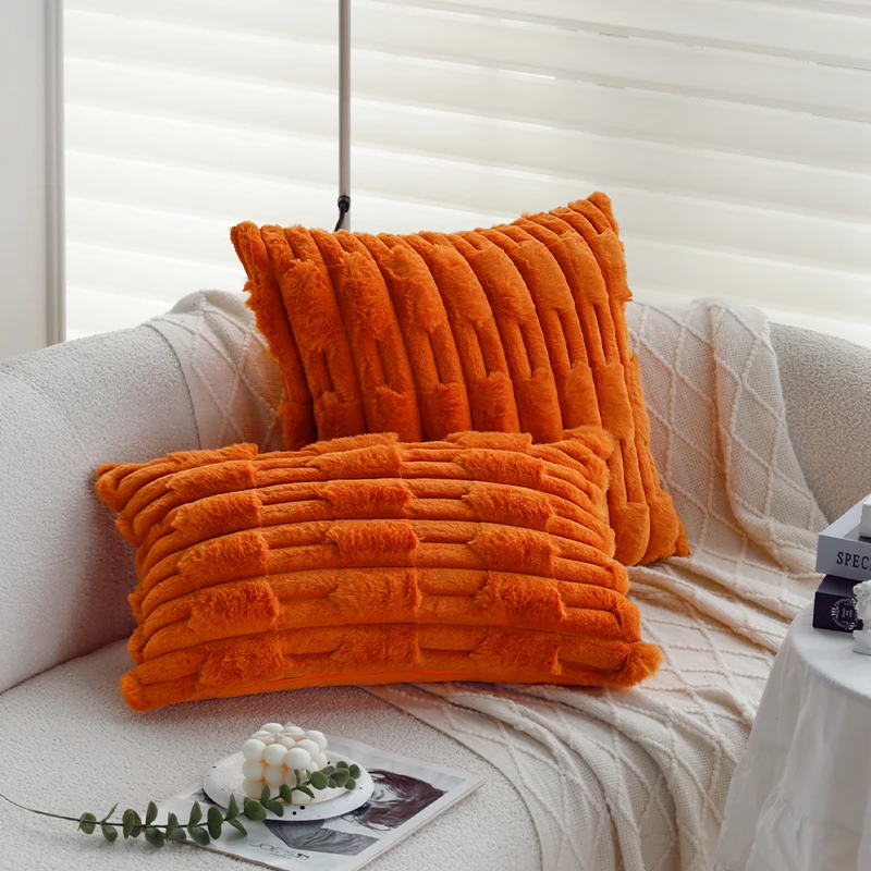 

Plush Orange Cushion Cover Winter Essential Super Comfortable for Living Room Sofa Bedroom Super Soft 30x50cm Home Pillow Cover