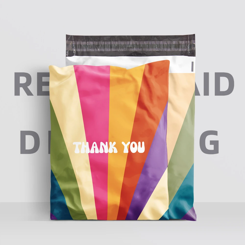 Self Seal Thank You Shipping Packaging Bags Courier Bag Express Mailing Pouch for Store Clothing Courier Parcel Storage 10Pcs