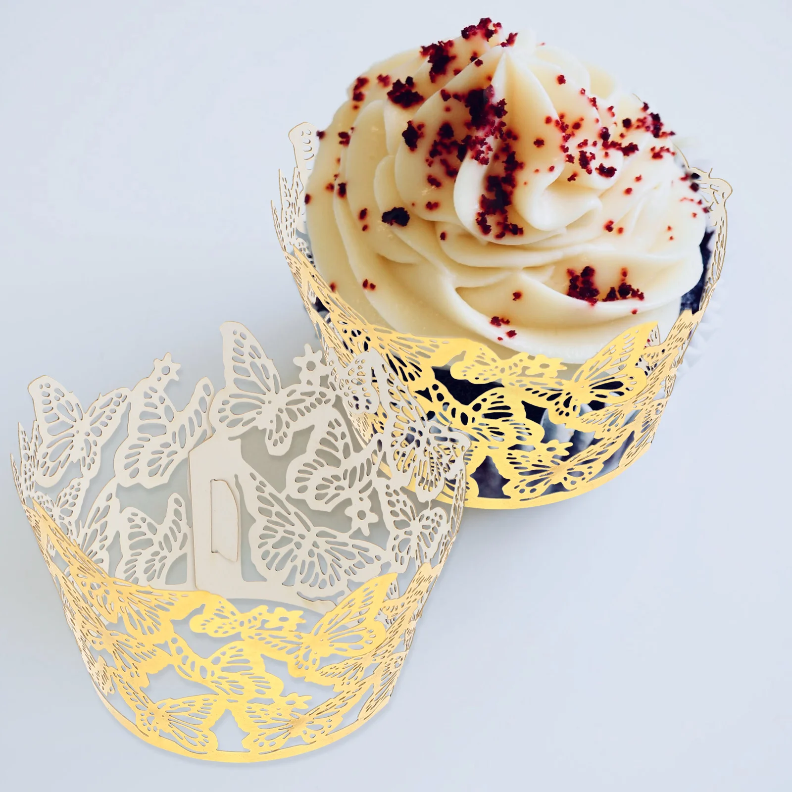 

50 Pcs Cake Wrappers Baking Paper Hollow Border Cup Muffin Decoration Christmas Party