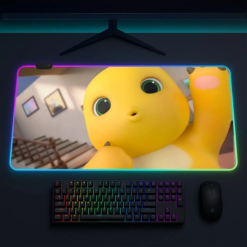 Nailong Mouse Pad Anime Gaming Mouse Pad LED Table Pads Backlit Rubber Desktop XXL RGB Desk Mats