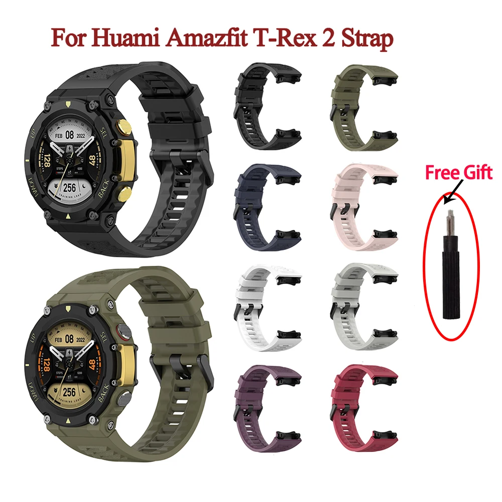 

Strap For Huami Amazfit T-REX 2 Smart Watch Silicone Band Women Men Bracelet For Amazfit T Rex 2 Wristband Accessories Correa