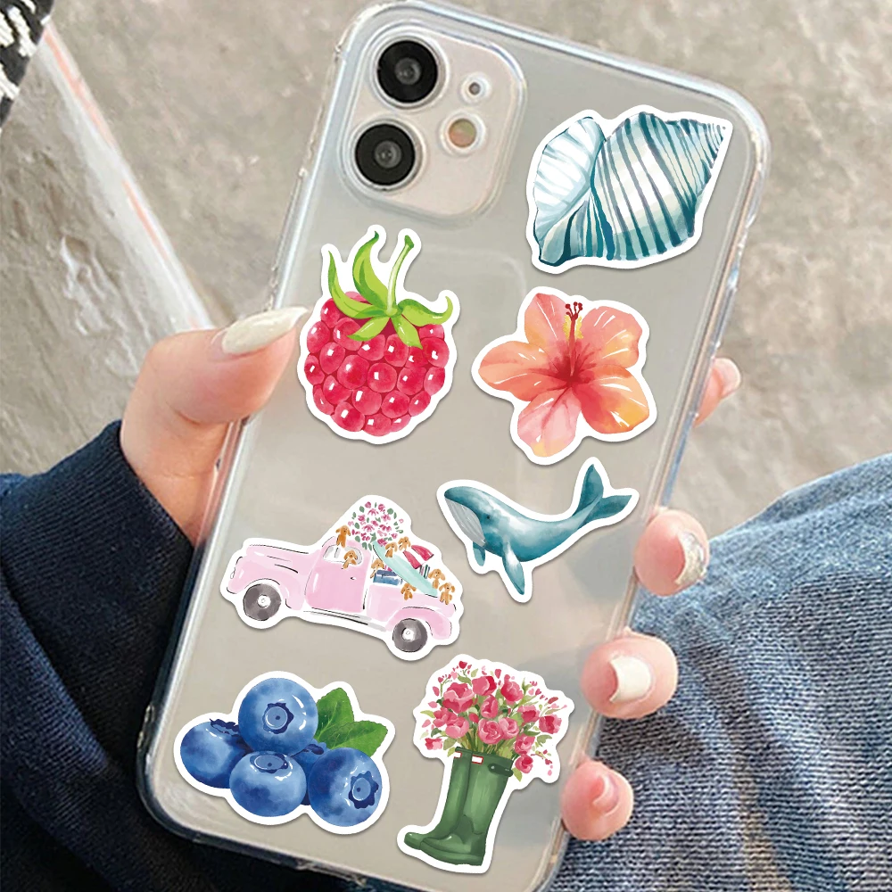 100 STKS Esthetische Aquarel Bloemen Coquette Stickers Art voor Meisjes Vrouwen Waterfles Bagage Plakboek Laptop Decor Supplies