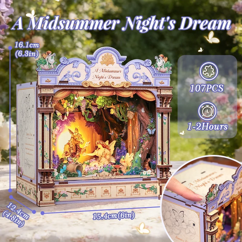 Obrázek 3: CUTEBEE miniaturní DIY booknook souprava pro dospělé 3D dřevěný domeček pro panenky knihovnička vložit domácí dekorace puzzle číslo jednotné dar myšlenka