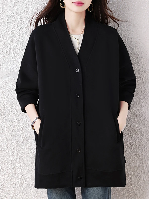 เสื้อโค้ทผู้หญิงทรงสลิม แฟชั่น เรียบง่าย สไตล์หวาน สำหรับสาวพลัสไซส์ ทรงหลวม ใส่สบาย ความยาวปานกลาง
