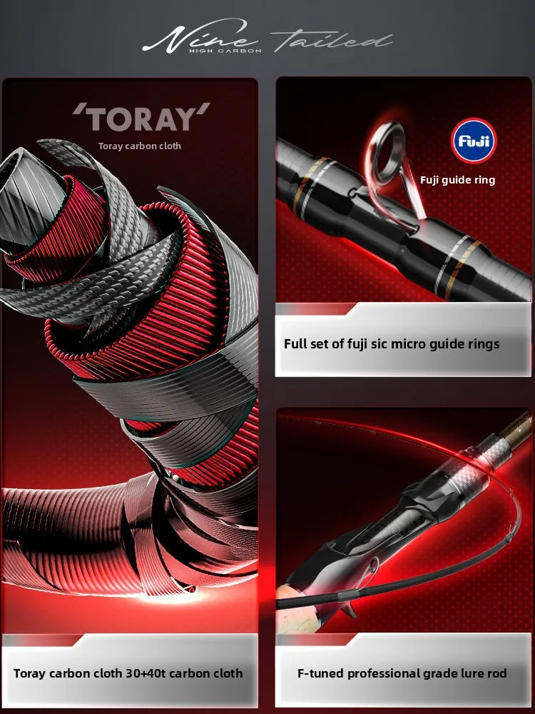 Custom NINE TAILED Gun-Style Straight Handle Ultra-Light Fast Action Mandarin Fish Bass Fishing Rod Lake Stream