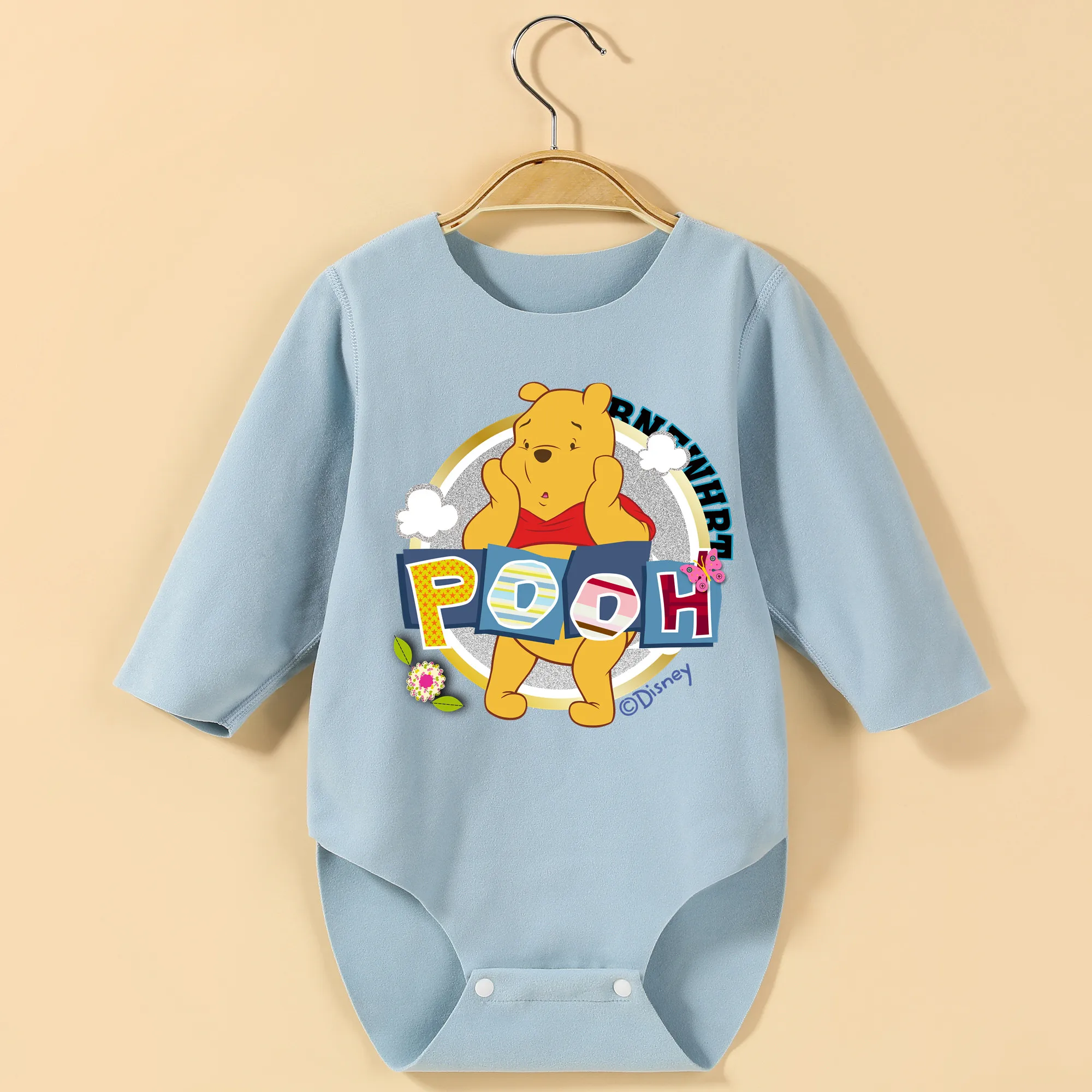 MINISO ويني ذا بوه طويلة الأكمام الطفل ارتداءها رائعة طباعة نيسيي لارتفاع 60-90 سنتيمتر ملابس الطفل بذلة مريحة #3