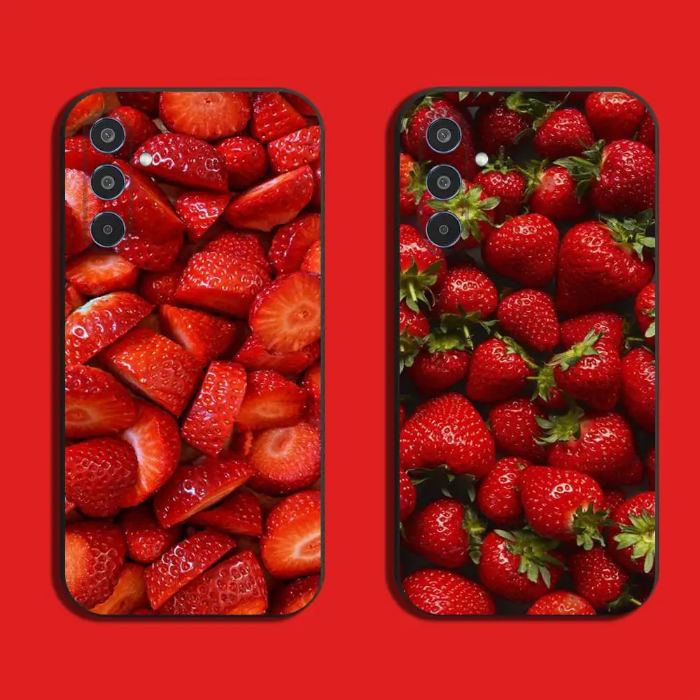 

ins Red Strawberry Liquid Silicone Phone Case, Non-slip & Shockproof A22 A21 A20FE Plus Ultra A70 A71 A73 A72