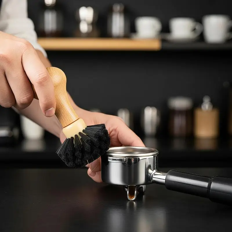 Portafilter Cleaning Brush Food Contact Safe 51/58MM Universal 1Pcs for Home Barista Espresso Coffee Making Accessory