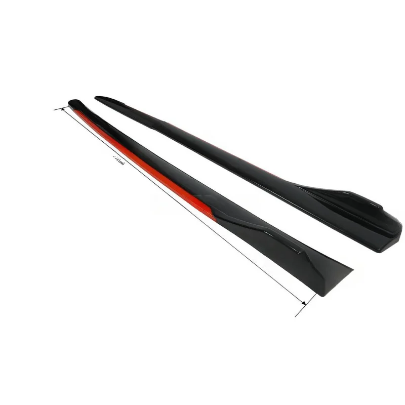 High Quality Universal Glossy Black Red Aerodynamic Side Skirt & Front Bumper Lip Exterior Modification Trim Kit All view 5