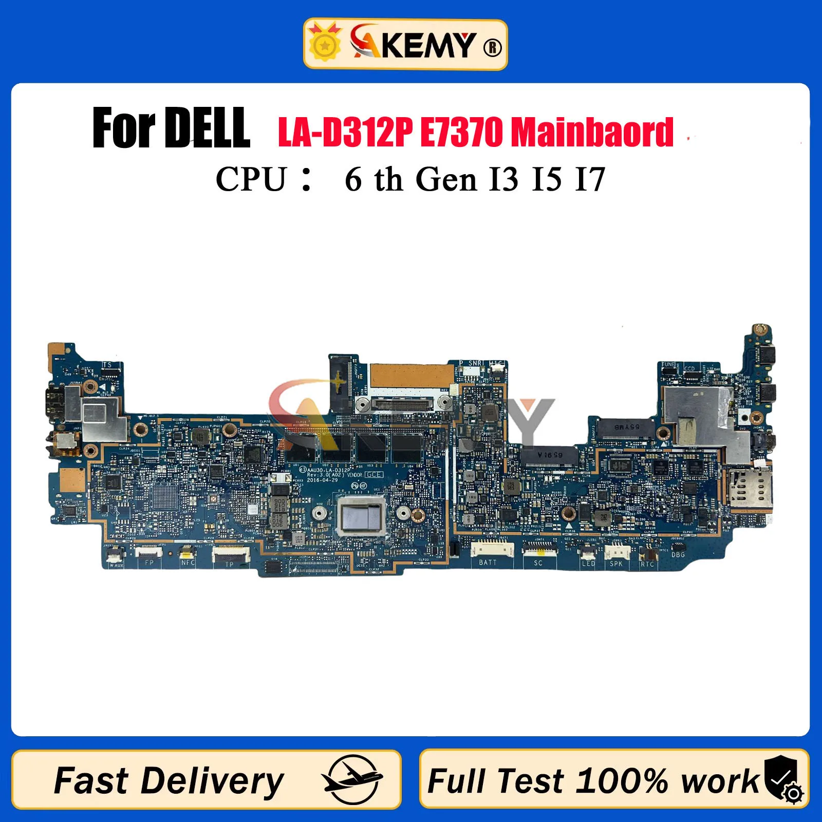 

LA-D312P Notebook Mainboard For Dell Latitude 13.3 7370 E7370 Laptop Motherboard CN-0MN6H4 CN-0X95H8 0DHF1J 100% Tested OK